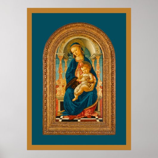 Poster Botticelli (1445-1510) Madonna & Child Enthroned (Devant)