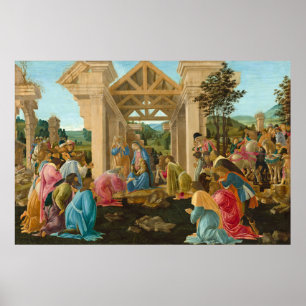 Poster Botticelli de Noël religieux Magi peinture d'art