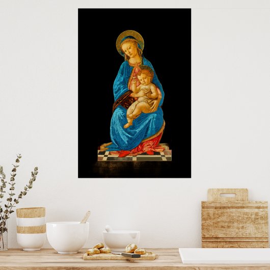 Poster Botticelli Madonna et l'enfant intronisé (Cuisine)