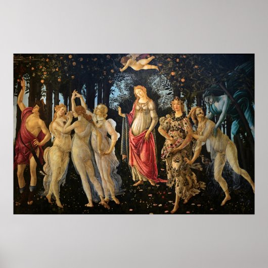 Poster Botticelli Primavera Renaissance Florale Déesse (Devant)