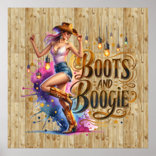 Poster Bottines de cowgirl Western Cute boogie