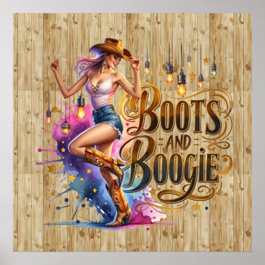 Poster Bottines de cowgirl Western Cute boogie (Devant)
