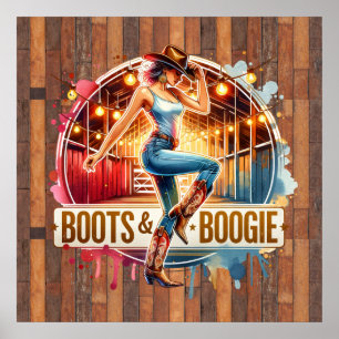 Poster Bottines de cowgirl Western Cute boogie