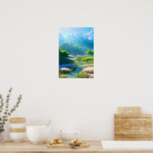 Poster Bouche à baldaquin, Champs de vert et rose (Cuisine)