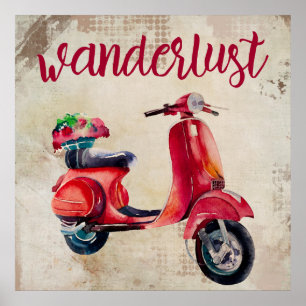 Poster Bouche - Aquarelle rouge cyclé