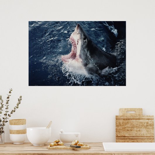 Poster Bouche de requin élevée ouverte (Cuisine)