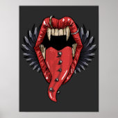 Poster Bouche Vampire Ouverte Avec Lèvres Rouges Et Longs (Devant)