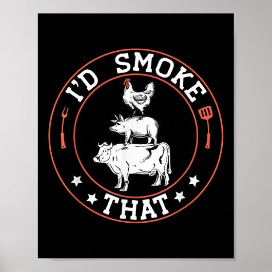 Poster Boucher Chef Bbq Fumeur Id Fumer Que Barbecue Pit (Devant)