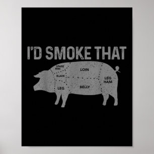 Poster Boucher Chef Bbq Id Fumer Que Porc De Cochon Fatig