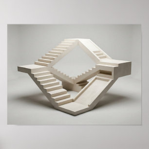 Poster Boucle d'escalier impossible Mur géométrique archi