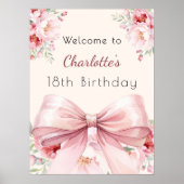 Poster Boucles de crème arc rose anniversaire bienvenue (Devant)