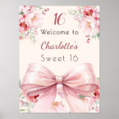 Poster Boucles de crème arc rose Sweet 16 bienvenue (Devant)