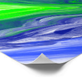 Poster Boucles de marbre bleu et vert citron (Coin)