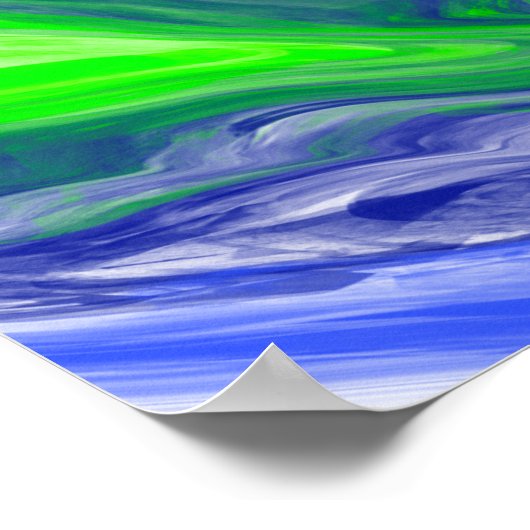 Poster Boucles de marbre bleu et vert citron (Coin)