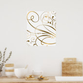 Poster Boucles d'or contemporaines et parfums sur blanc (Cuisine)