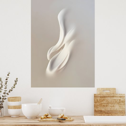 Poster "Boucles d'ouverture blanches" | Art Abstrait neut (Cuisine)