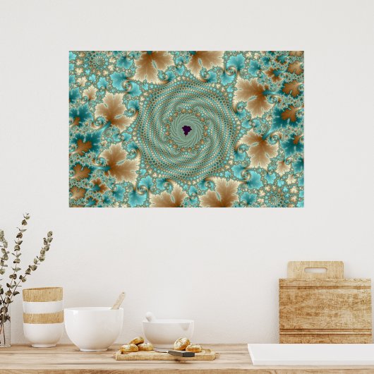 Poster Boucles feuillues fractées (Cuisine)