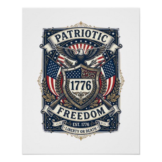 Poster Bouclier de bataille patriotique 1776 Sym (Devant)