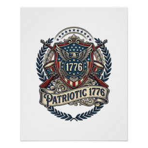 Poster Bouclier de bataille patriotique 1776 Sym inspiré