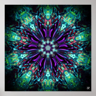 Poster Bouclier de monstres de fleurs v2 - pareidolia mot