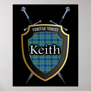 Poster Bouclier et épées écossais de tartan de Keith de