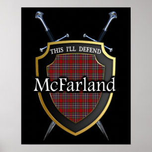 Poster Bouclier et épées écossais de tartan de McFarla