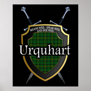Poster Bouclier et épées écossais de tartan d'Urquhart