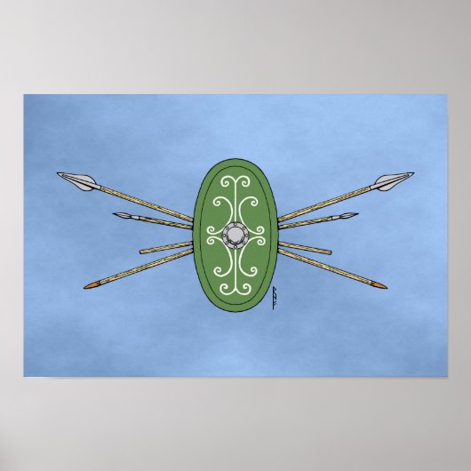 Poster Bouclier et lances celtiques anciens (Devant)