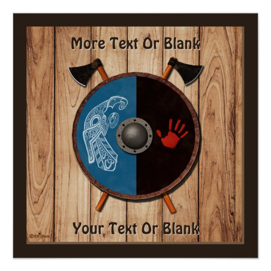 Poster Bouclier viking et axes (Devant)