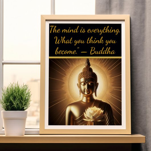 Poster Bouddha avec fleur de lotus