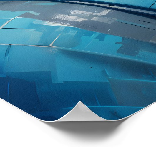 Poster Bouddha bleu Abstrait Pixel Art (Coin)