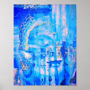 Poster Bouddha bleu spirituel Abstrait