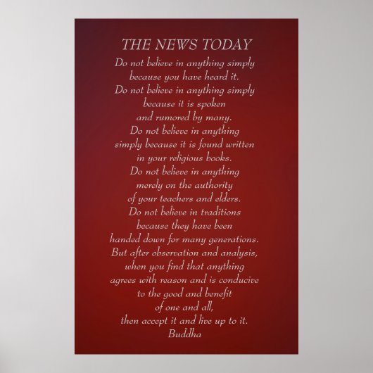 Poster Bouddha citation Ne croyez pas News Today (Devant)