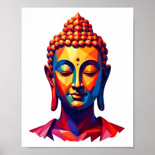 Poster Bouddha coloré Art numérique géométrique contempor