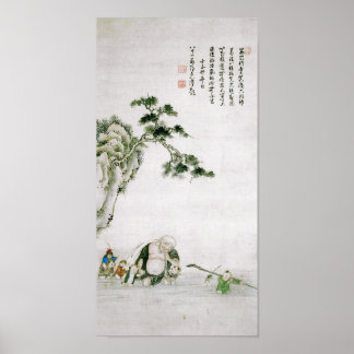 Poster Bouddha Crossing River Watanabe Shuseki Art