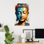 Poster Bouddha d'art moderne multicolore (Bureau à domicile)