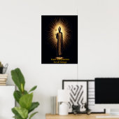 Poster Bouddha debout au milieu d'une lumière éclatante. (Bureau à domicile)