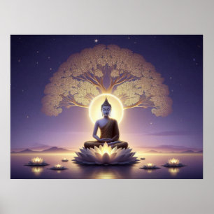 Poster Bouddha D'Oeuvre Serene En Aura Tranquille