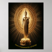 Poster Bouddha d'or dans la pose de méditation de lotus (Devant)