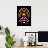 Poster Bouddha d'or méditant dans le lotus. (Bureau à domicile)