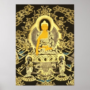 Poster Bouddha d'or noir