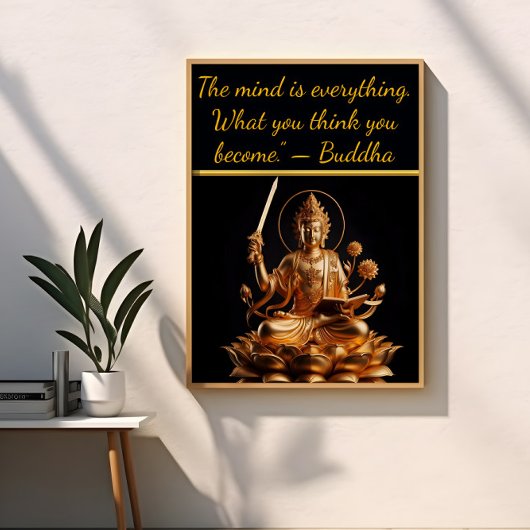 Poster Bouddha d'or sur le trône du lotus