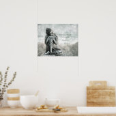 Poster Bouddha en argent paisible avec citation de sagess (Cuisine)