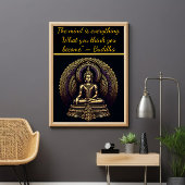 Poster Bouddha en or calme en méditation