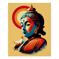 Bouddha Lord Retro Pop Art Portrait