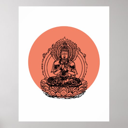 Poster Bouddha lotus (Devant)