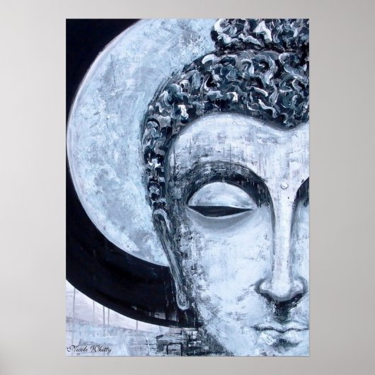 Poster Bouddha Moon - Nicole Whitty Art (Devant)