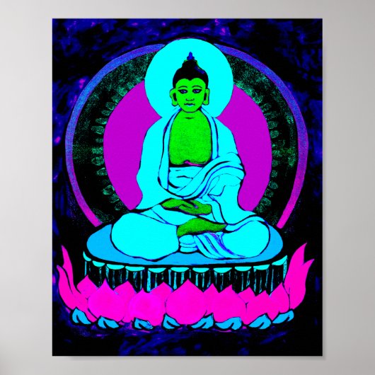 Poster Bouddha néon moderne (Devant)
