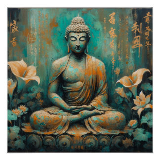 POSTER BOUDDHA PEINTURE MÉTALLIQUE ART #5