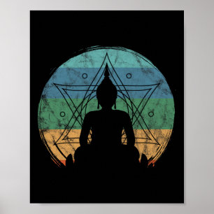 Poster Bouddha Rétro Yoga Bouddhiste Méditation Spirituel